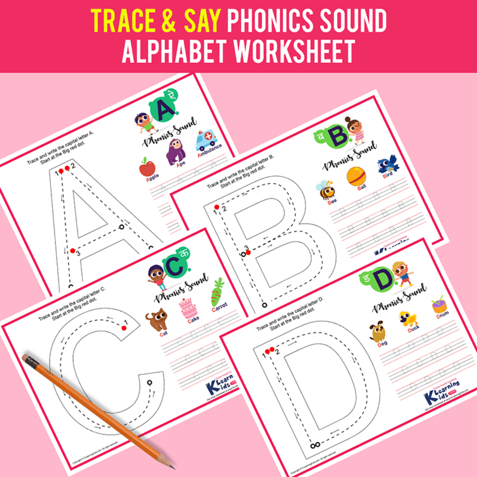 Standing Lines - Trace - KLearningKids.com